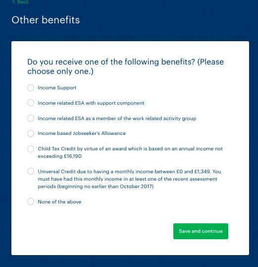 An image of the warm home discount application form