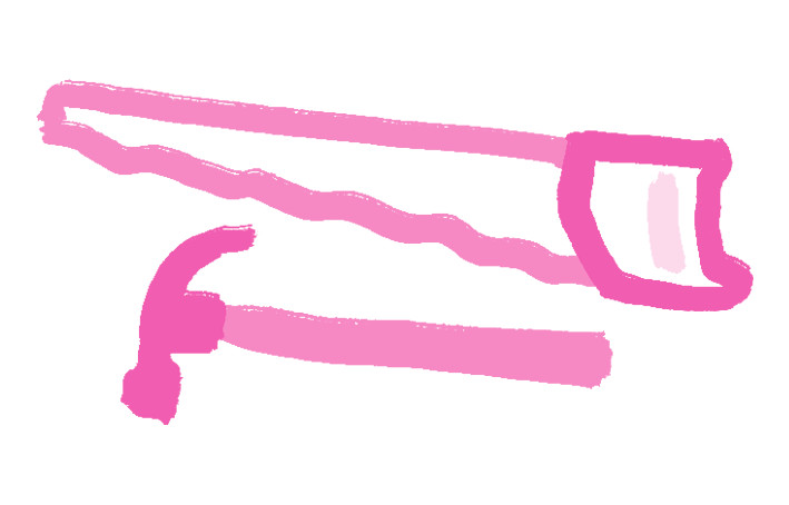 An illustration of a saw and hammer
