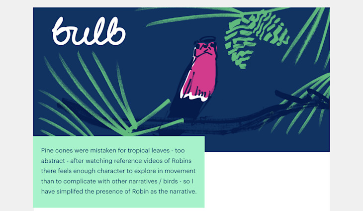 A second sketch of the December email header featuring a robin on a branch