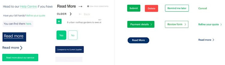 A section of the interface audit for text inputs (left) and the revised patterns (right)