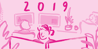An illustration of the Bulb team at work at Bulb HQ