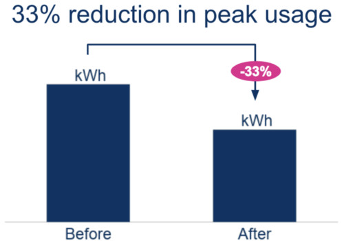 Chart showing Bulb members reduced their peak energy usage by 33%