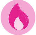 Illustration of a pink gas flame.