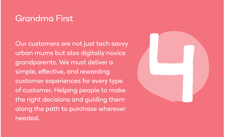 Wonderbly’s “Grandma first” principle as shown on their design system website