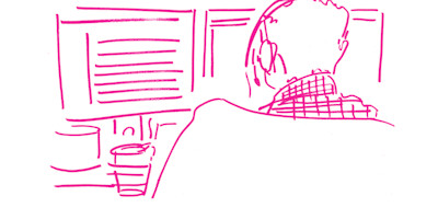 An illustration of someone working at a computer
