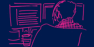 An illustration of a member of Team Bulb at work