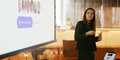 Beth Horne, A user researcher at Bulb, presenting