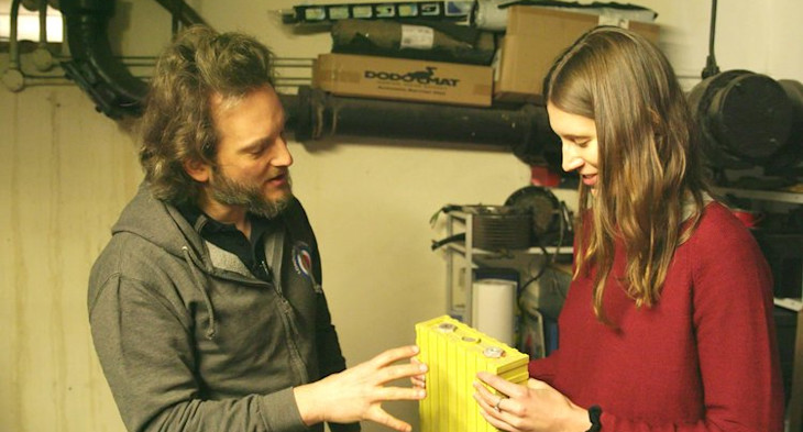 Clem from Team Bulb gets a lesson on batteries in the LEC garage