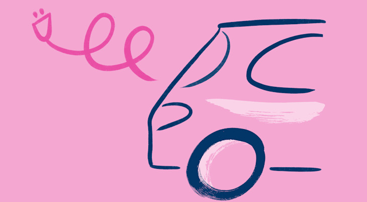 Illustration of an electric car.