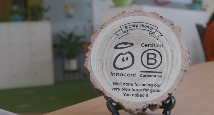 a B Corp plaque at innocent headquarters