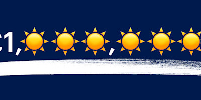 An illustration showing the number £1 million, with each zero represented by a shining sun.