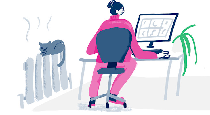 Illustration of heating impact of working from home