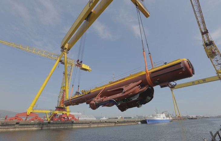 The 2MW SR2000, the world's largest energy generating tidal turbine. Source: Scotrenewables Tidal Power