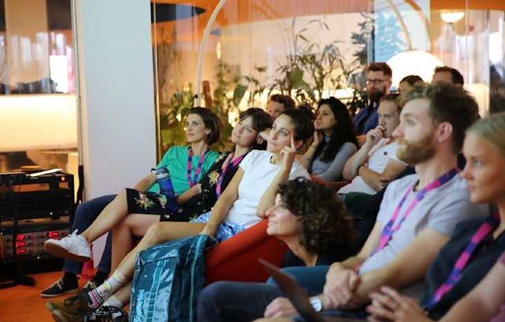 Bulb team members watching a Making Bulb talk