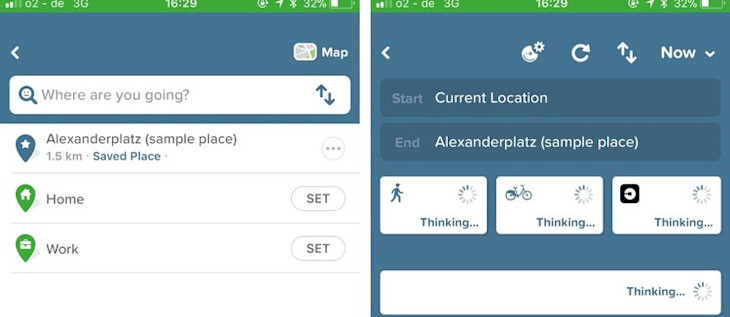 A screenshot from Citymapper, showing how “Design for humans” principle manifests through in-app microcopy