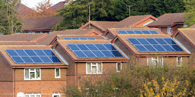 Solar panels on houses in London