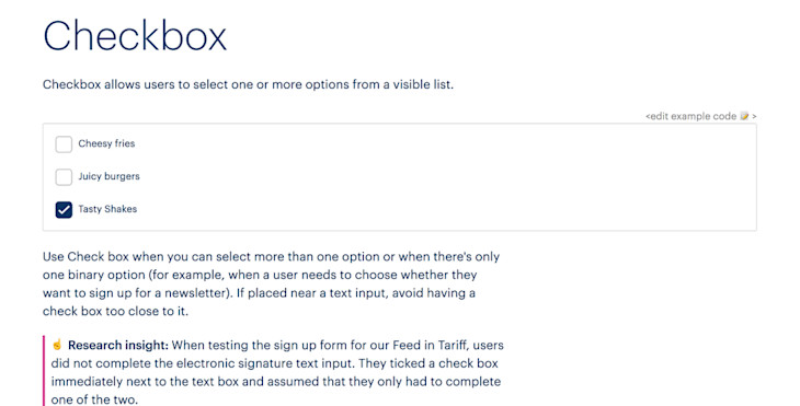 The checkbox component in Solar