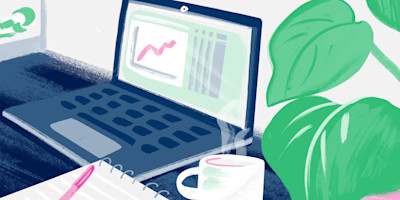 An illustration of a laptop showing the news about Bulb's price change.