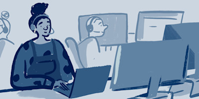 An illustration of Energy Specialists at Bulb, helping our members.