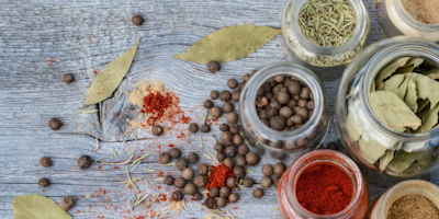 A selection of spices in jars.