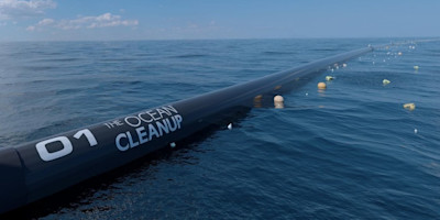 A view of the Ocean Cleanup Machine