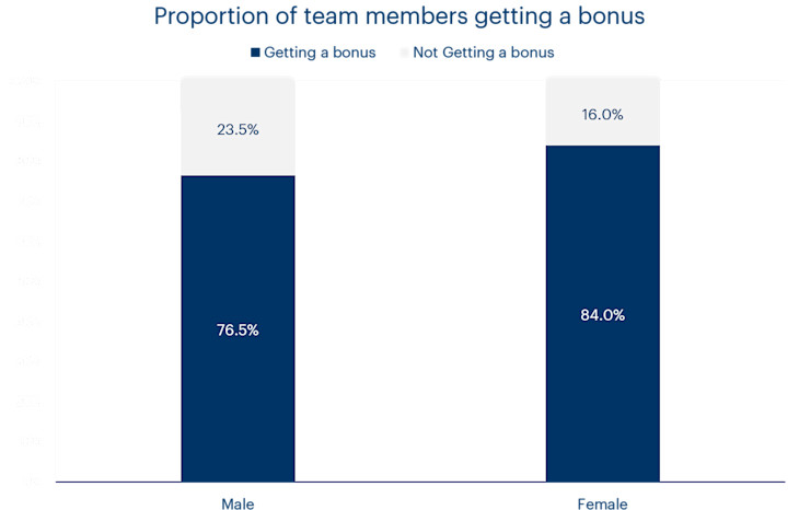 A chart showing the proportion of team members getting a bonus at Bulb