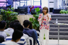Cristina Sosso speaking at Christ Fellowship Church International (CCFI) in General Santos City