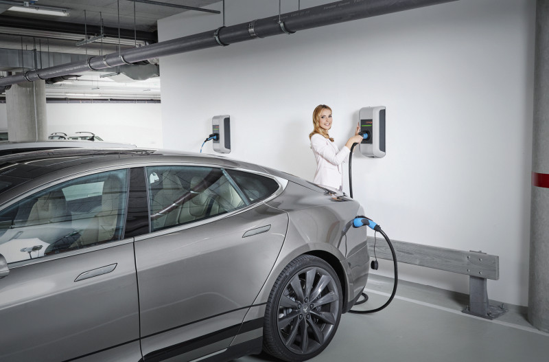 Keba KeContact x-series and c series chargepoints in a car parking garage