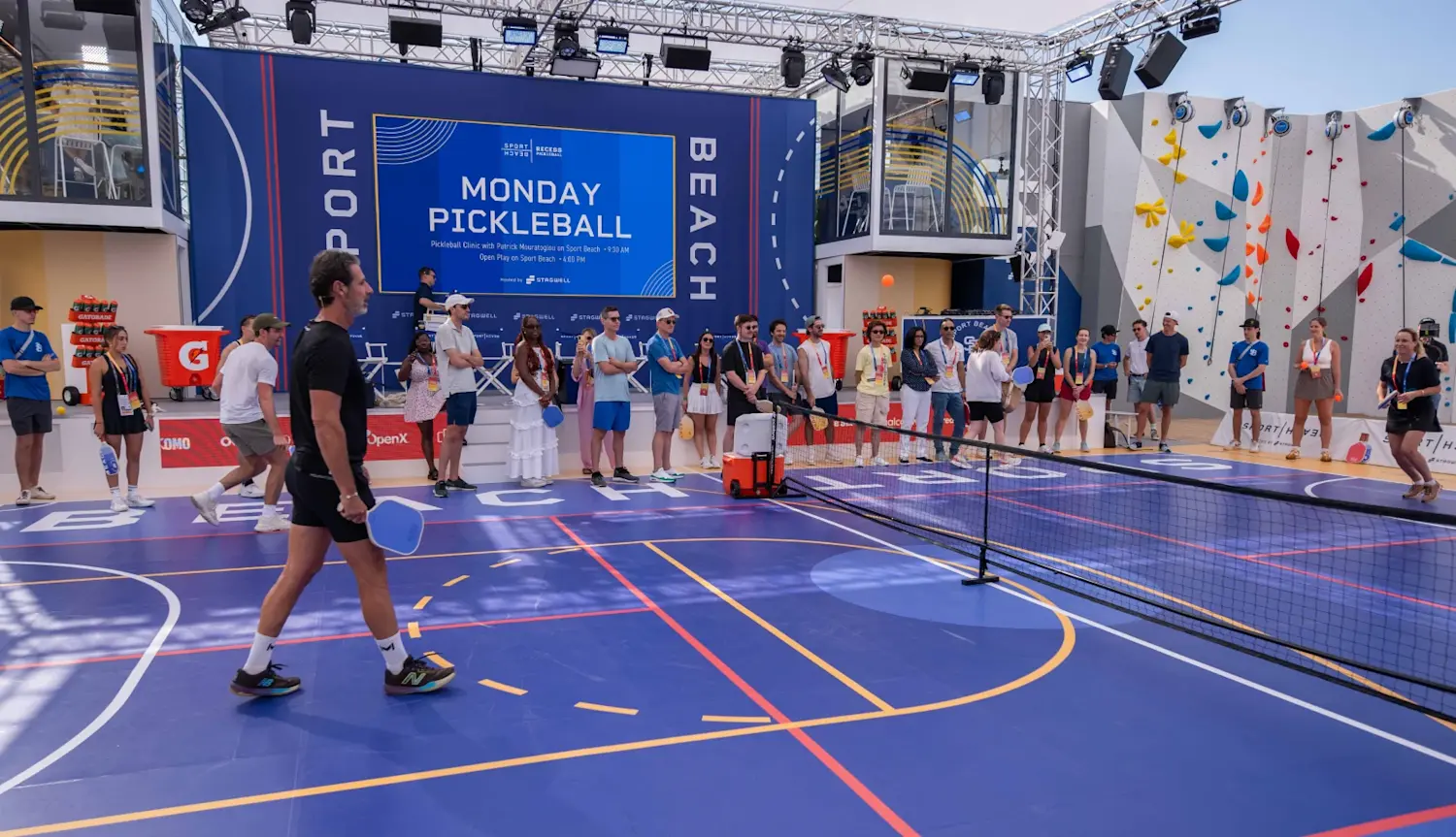 Playing pickleball at Stagwell at Cannes Lions