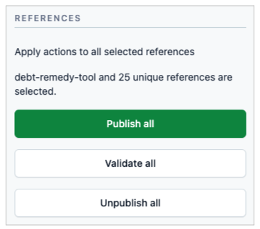 Publish all button for publishing all references.
