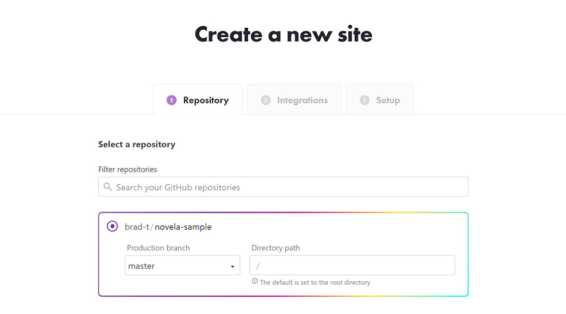 Linking a new GitHub repository in Gatsby Cloud