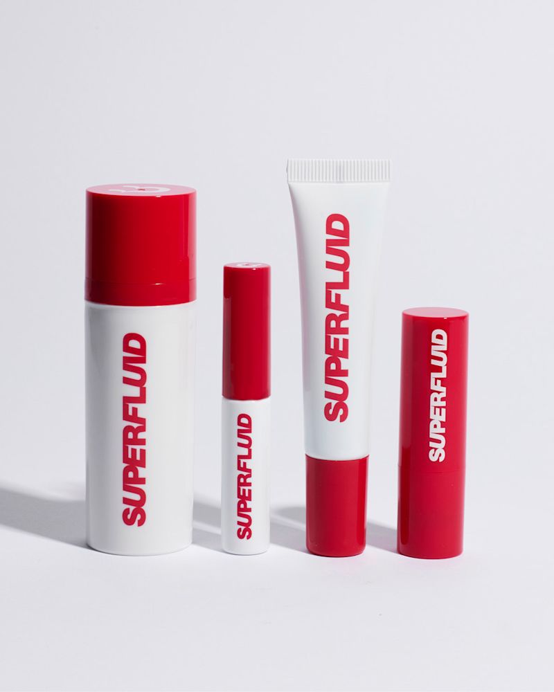 packs of face primer, clear brow gel, eye gel and lip balm