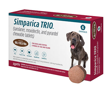 Simparica TRIO® Chewable Tablets for Dogs 88.1-132 lbs (Dark Brown)