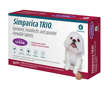 Simparica TRIO® Chewable Tablets for Dogs 5.6-11 lbs (Purple)