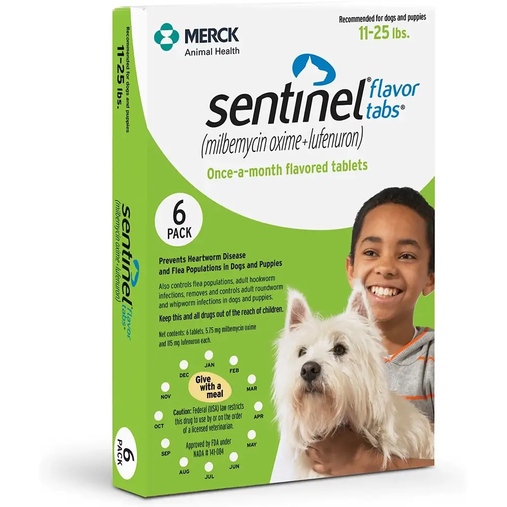 Sentinel® Flavor Tabs® for Dogs 11-25 lbs (Green), 6 count