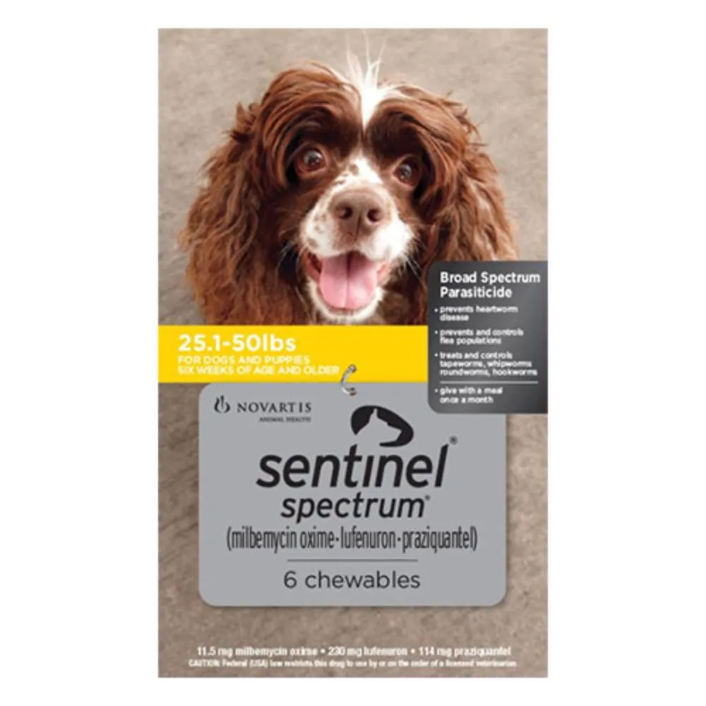 Sentinel® Spectrum® Chews for Dogs 25.1-50 lbs (Yellow), 6 count
