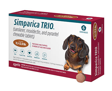 Simparica TRIO® Chewable Tablets for Dogs 11.1-22 lbs (Light Brown)
