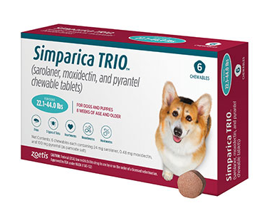 Simparica TRIO® Chewable Tablets for Dogs 22.1-44 lbs (Teal)