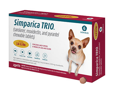 Simparica TRIO® Chewable Tablets for Dogs 2.8-5.5 lbs (Yellow)