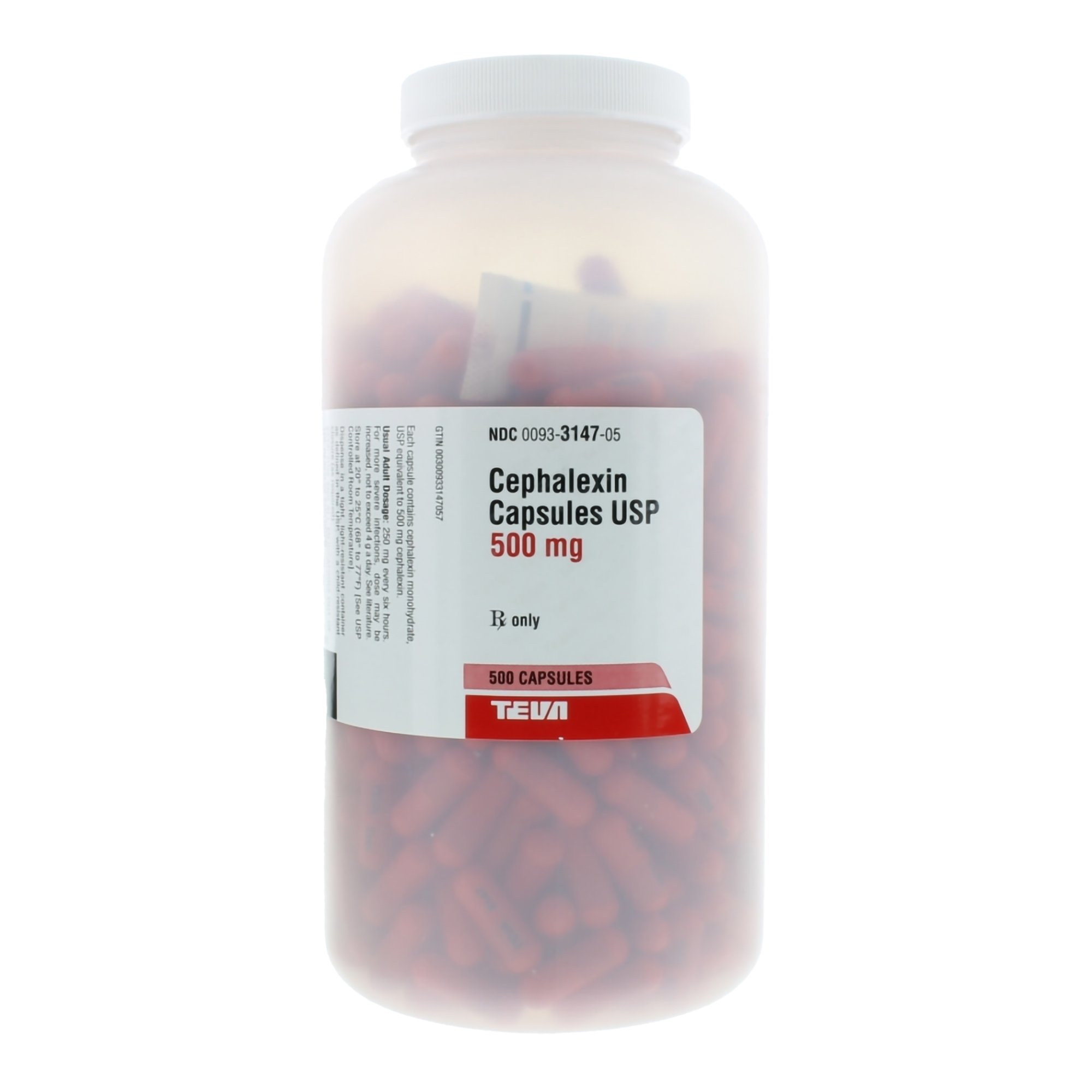 Cephalexin 500 mg Capsule, 100 Capsules--500