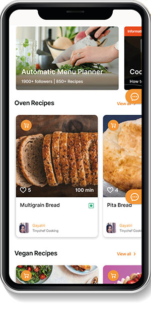 screen shot of tinychef app