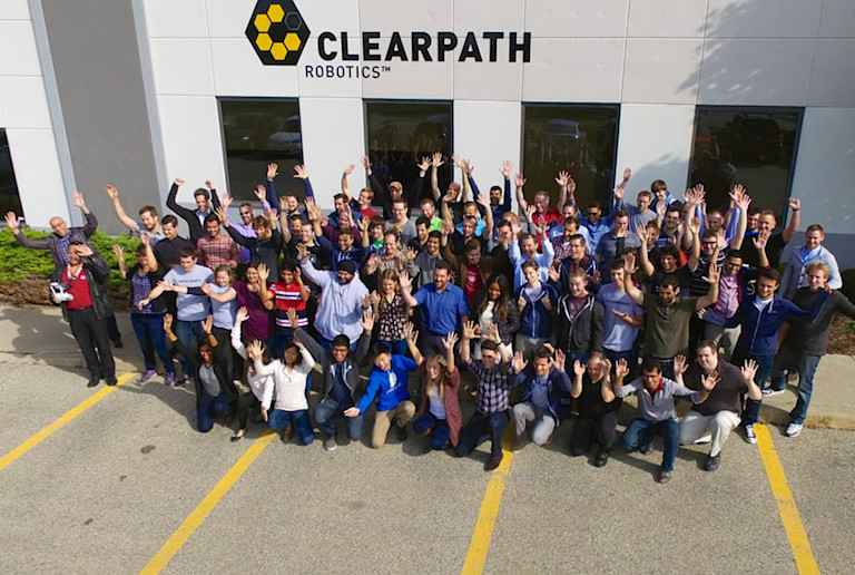 group photo of the Clearpath Robotics staff
