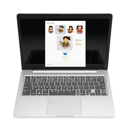 laptop with symbol creator AI