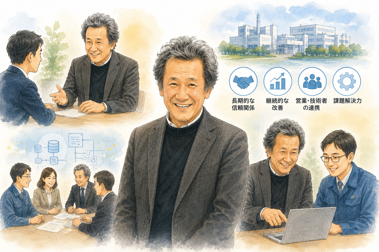 T社との30年以上の信頼関係を語るエクシーズ営業担当者