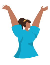 Woman throwing her arms in the air in celebration