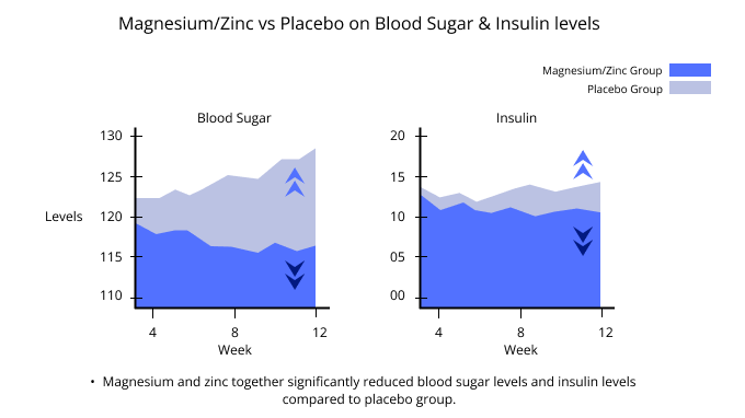 magnesium zinc vs placebo on blood sugar and insulin levels