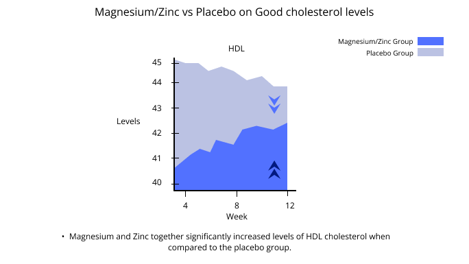 magnesium zinc vs placebo on good cholesterol levels