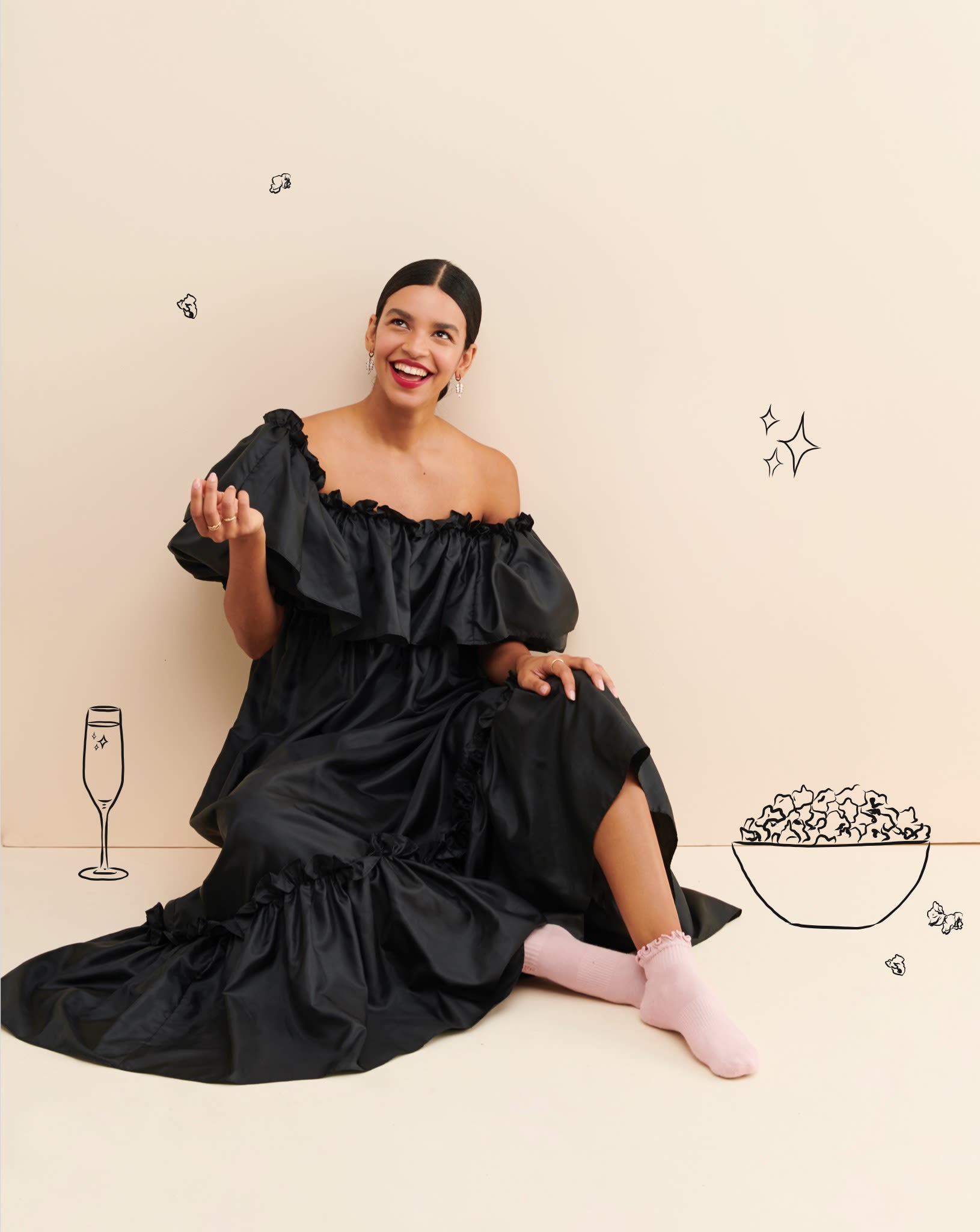 BLACK OFF THE SHOULDER GOWN