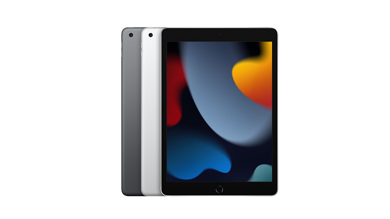 Nionde generationens iPad med fram och baksida i grått och silver