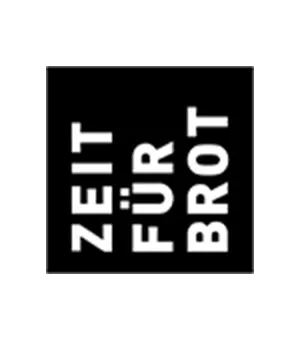 Der weiße Text auf schwarzem, quadratischem Hintergrund lautet ZEIT FÜR BROT", wobei jedes Wort in fetten Großbuchstaben vertikal übereinander angeordnet ist.
